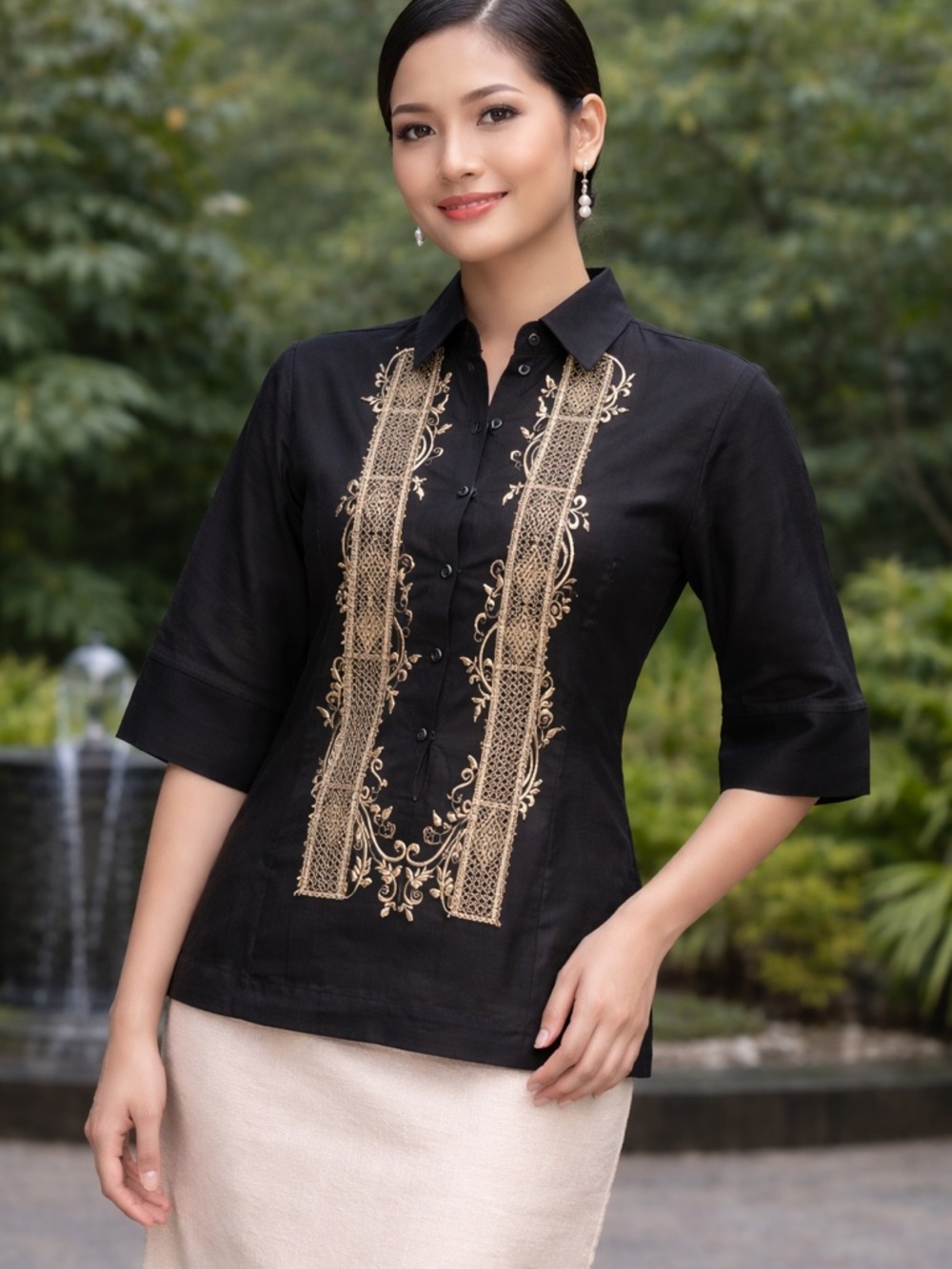 Modern Women Barong in Japan Jusi fabric-
